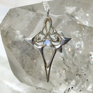 Myth and Stone Lyra pendant moonstone front view