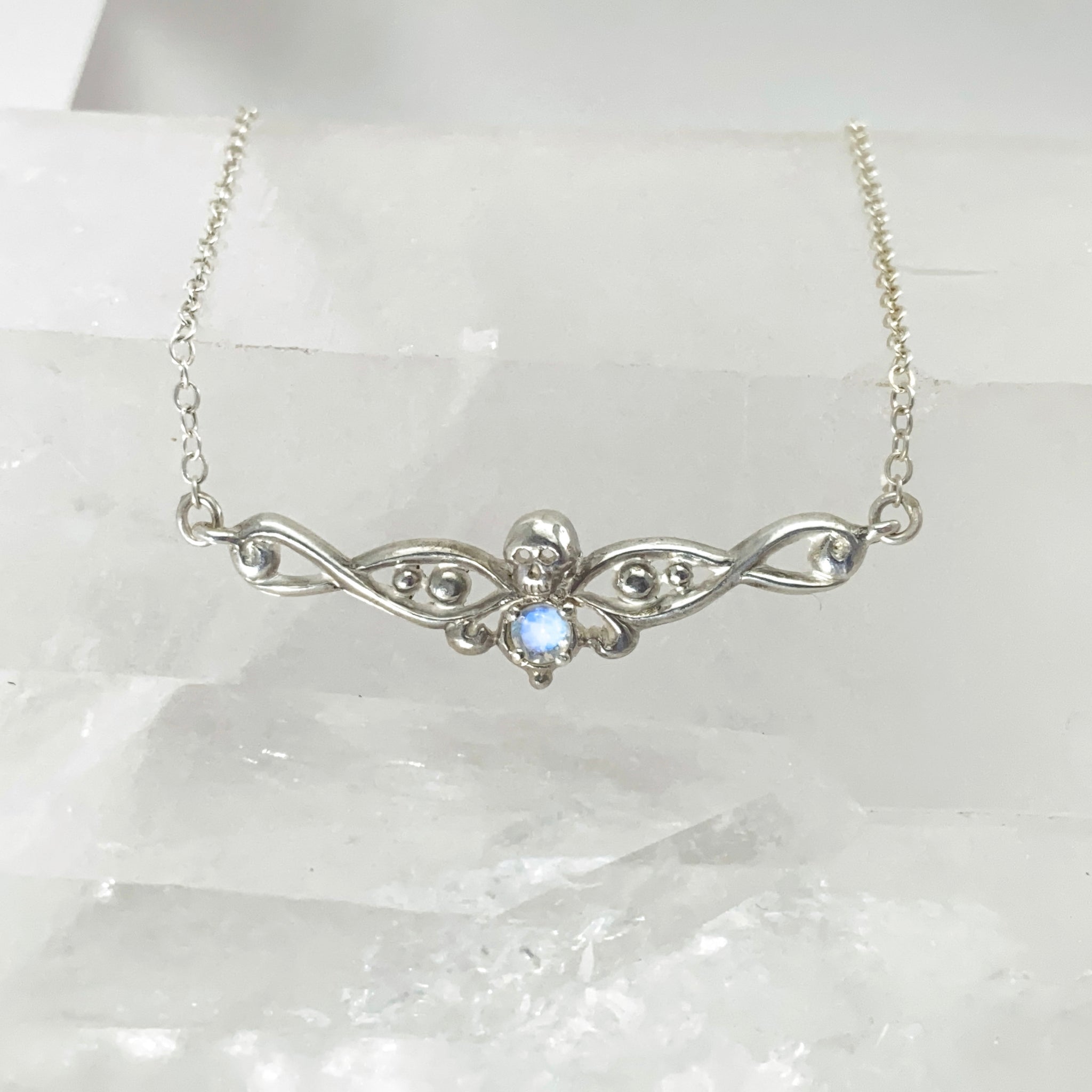 Myth and Stone Althea moonstone necklace in silver front view