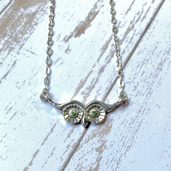 Myth and Stone Nocturna Owl peridot necklace alternate view