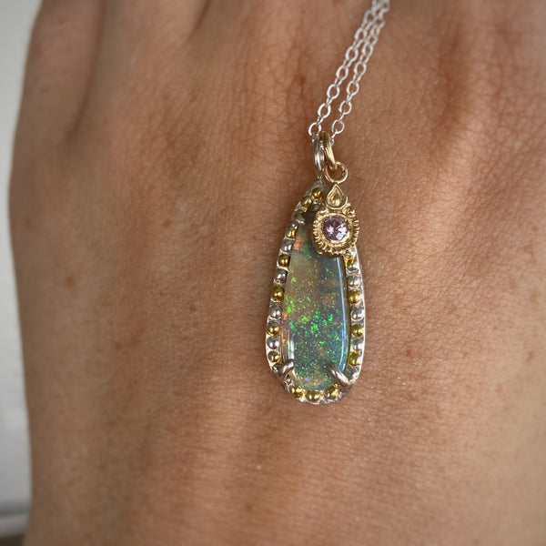 Myth and Stone Enchanted Teardrop charm paired with opal