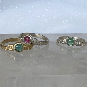 Myth and Stone Curiosity rings in silver and gold