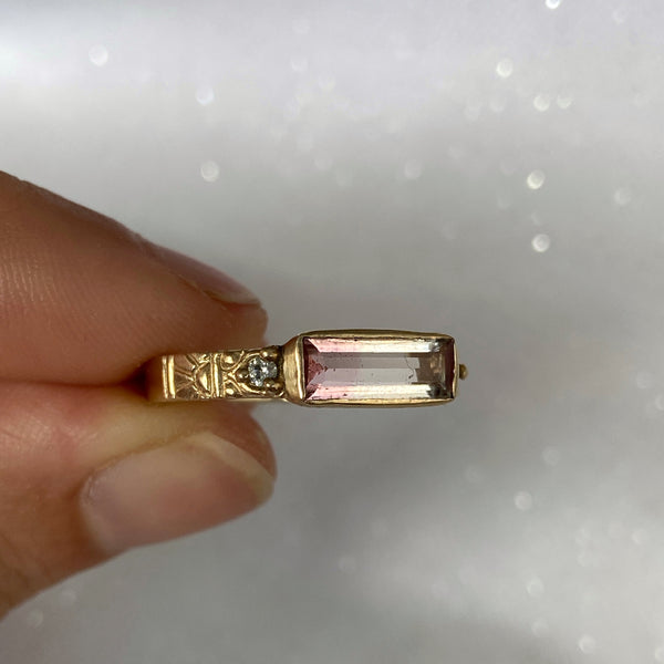 Myth and Stone Sunshine Oracle tourmaline and diamond ring side view